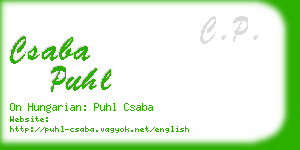 csaba puhl business card